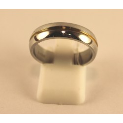 anneau acier avec liseret plaqué or